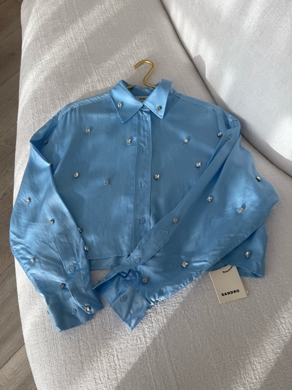 SANDRO  embellished button down  blouse - Picture 5 of 17